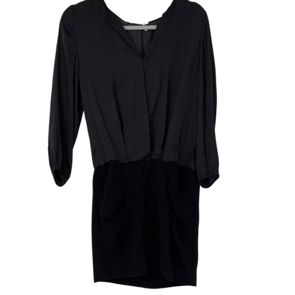 SEE U SOON BLACK LONG SLEEVE LIGHTWEIGHT ELASTIC WAIST MINI DRESS SIZE 1 - Picture 1 of 3